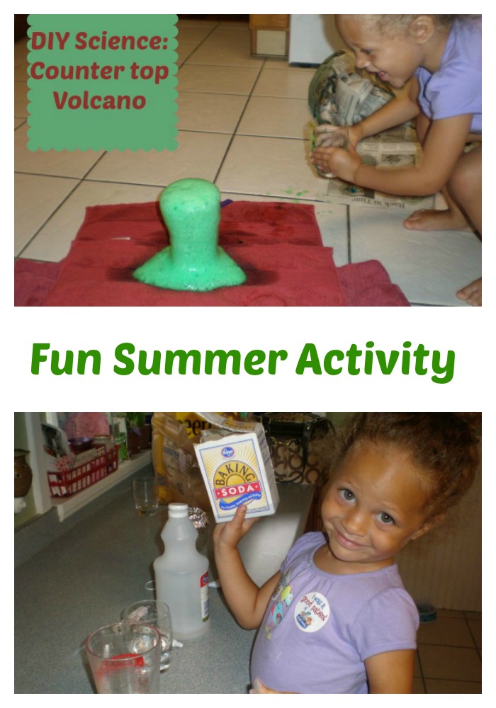 DIY SCIENCE SUMMER ACTIVITY FOR KIDS COUNTER TOP VOLCANO