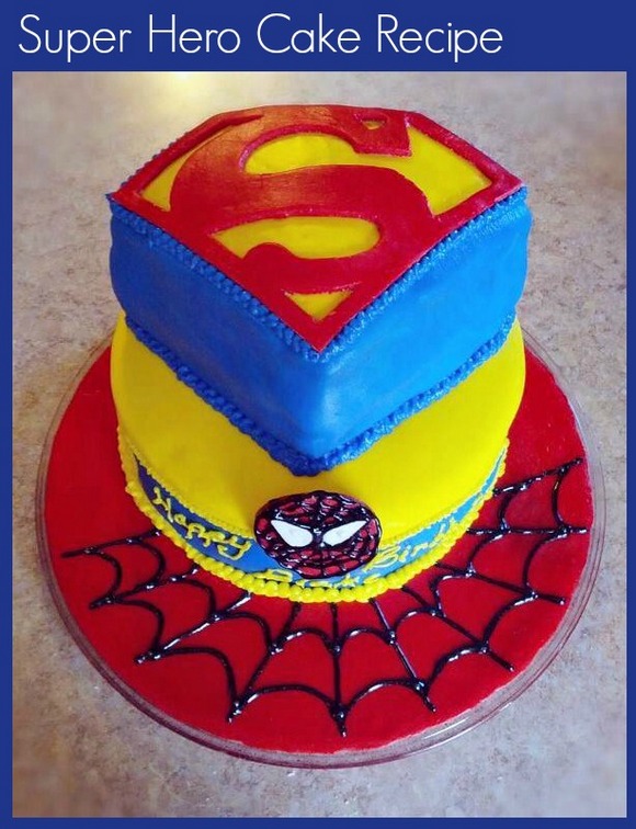 A delicious Super Hero cake is the perfect way to finish off a day of Spider-Man party craft for kids. 