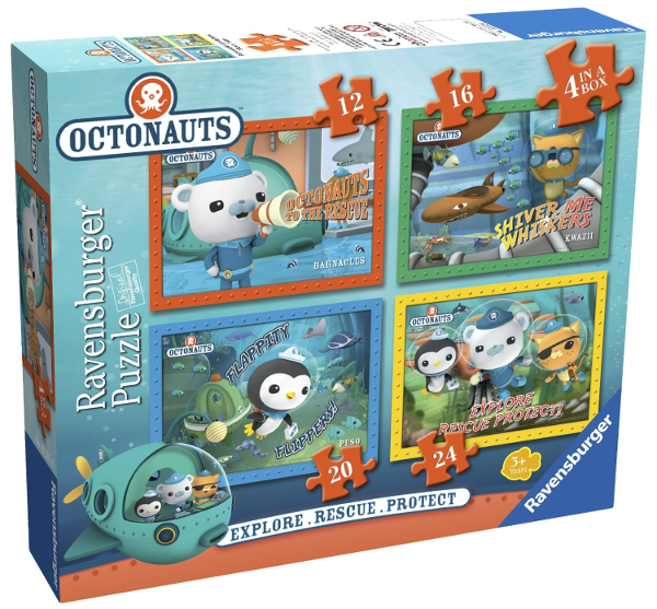 Octonauts 4 Pack Puzzle Pack:  This is great for motor skills, recognition of pictures and just plain fun times!