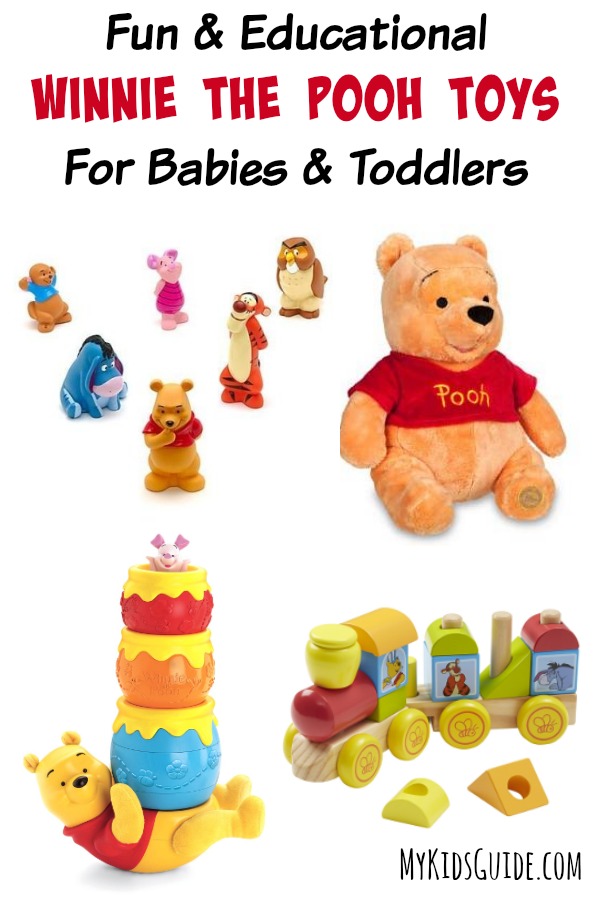 Don't miss out on this great list of Fun & Educational Winnie The Pooh Toys For Babies & Toddlers! Each toy is both fun & helps reach a milestone!