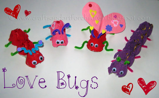 Valentine's Day craft for toddlers egg carton bugs