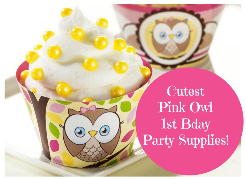 Pink Owl 1st birthday party supplies