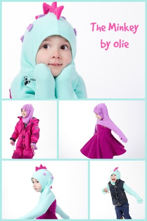 Looking for a great way to keep hats, gloves and scarves on your baby or toddler? The Minkey by Olie is an all-in-one garment that does just that in style!