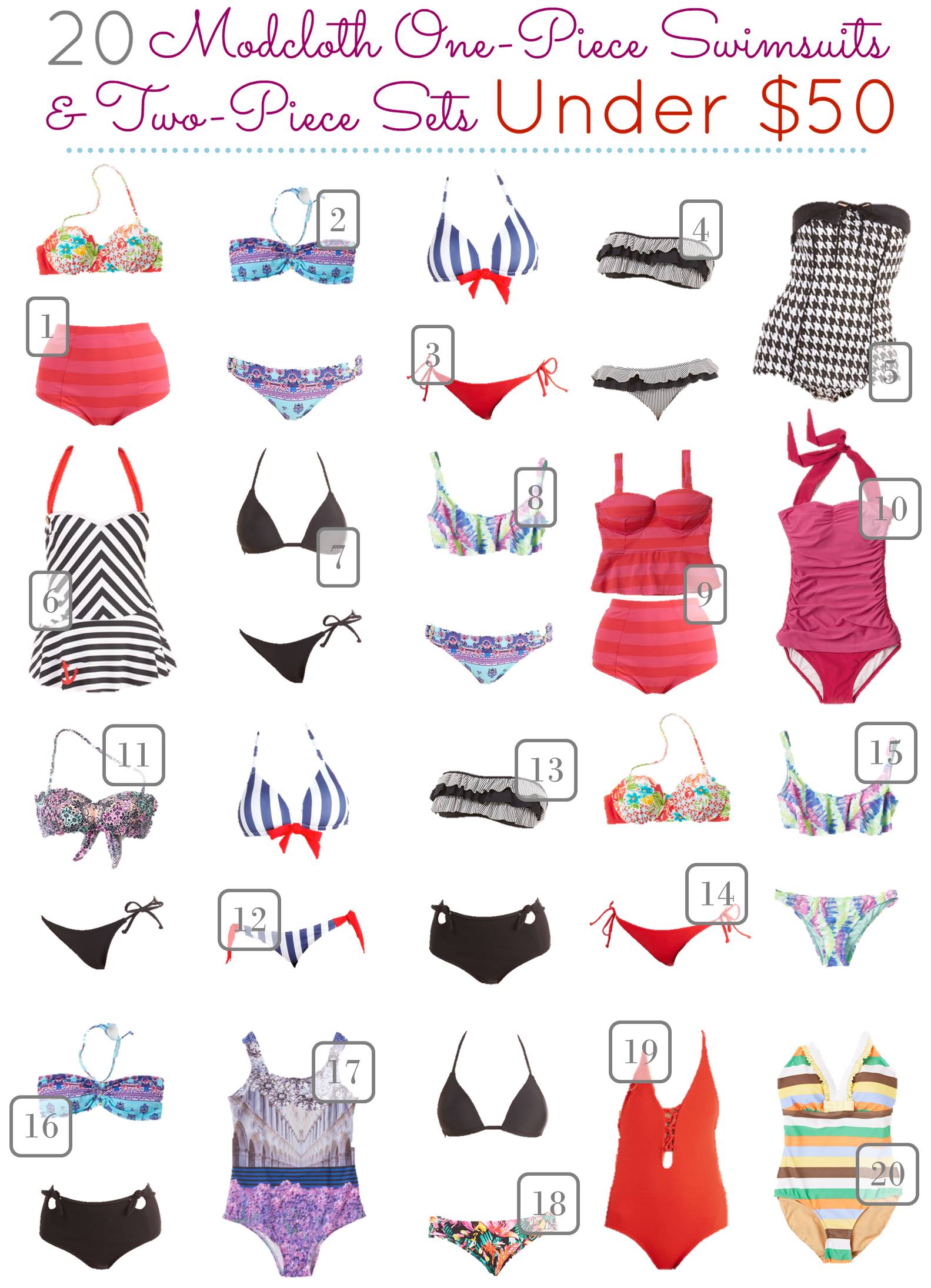 We've rounded up 20 of the hottest one and two-piece summer teen fashion swimsuits under $50! Be stylish on the beach without wiping out your allowance!