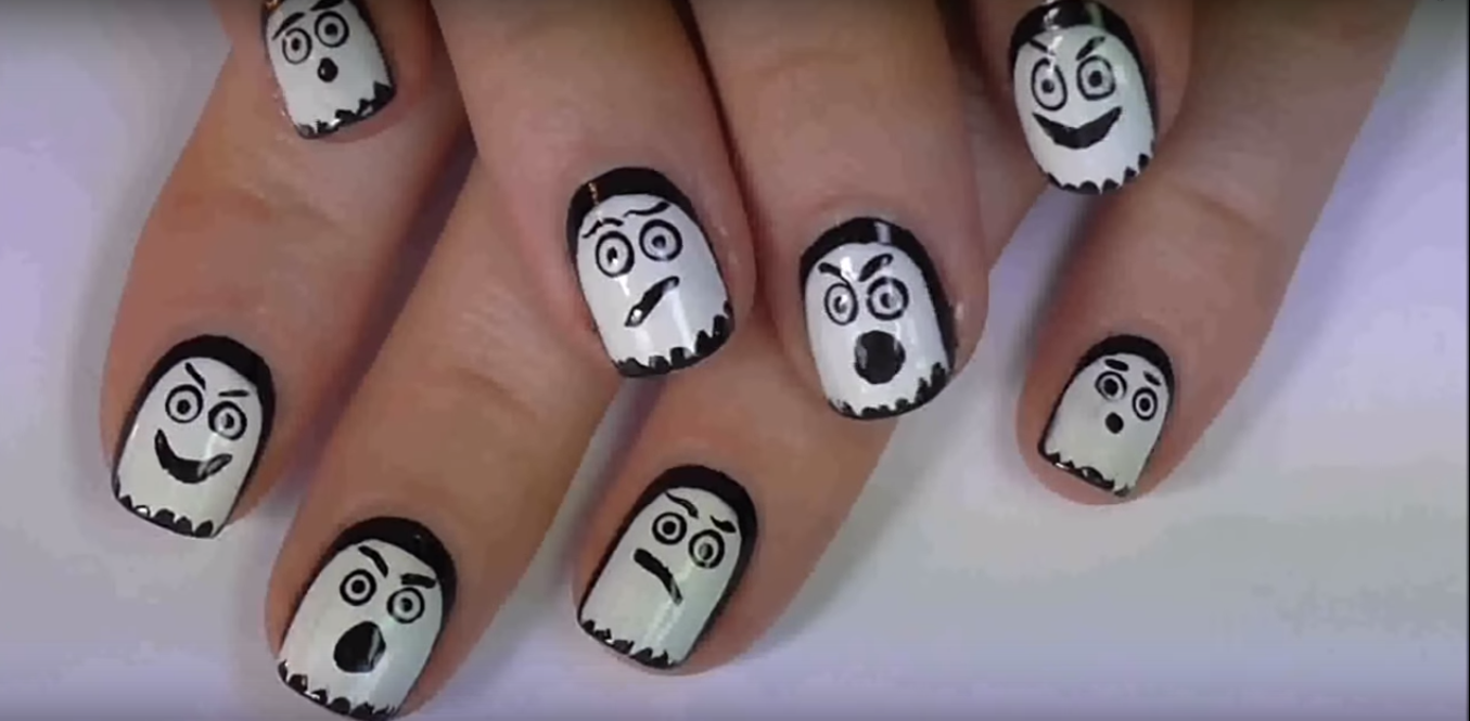 ghoust nails DIY Halloween Nail Art