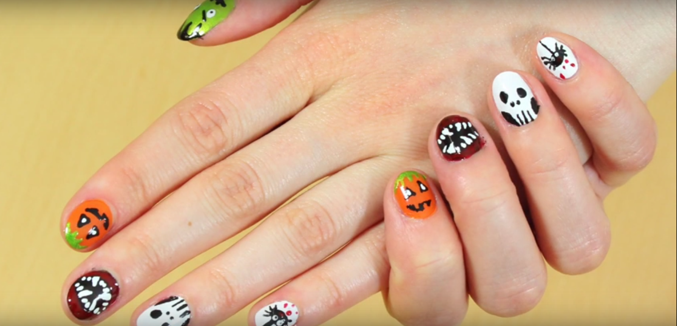 mixed up nails DIY Halloween Nail Art