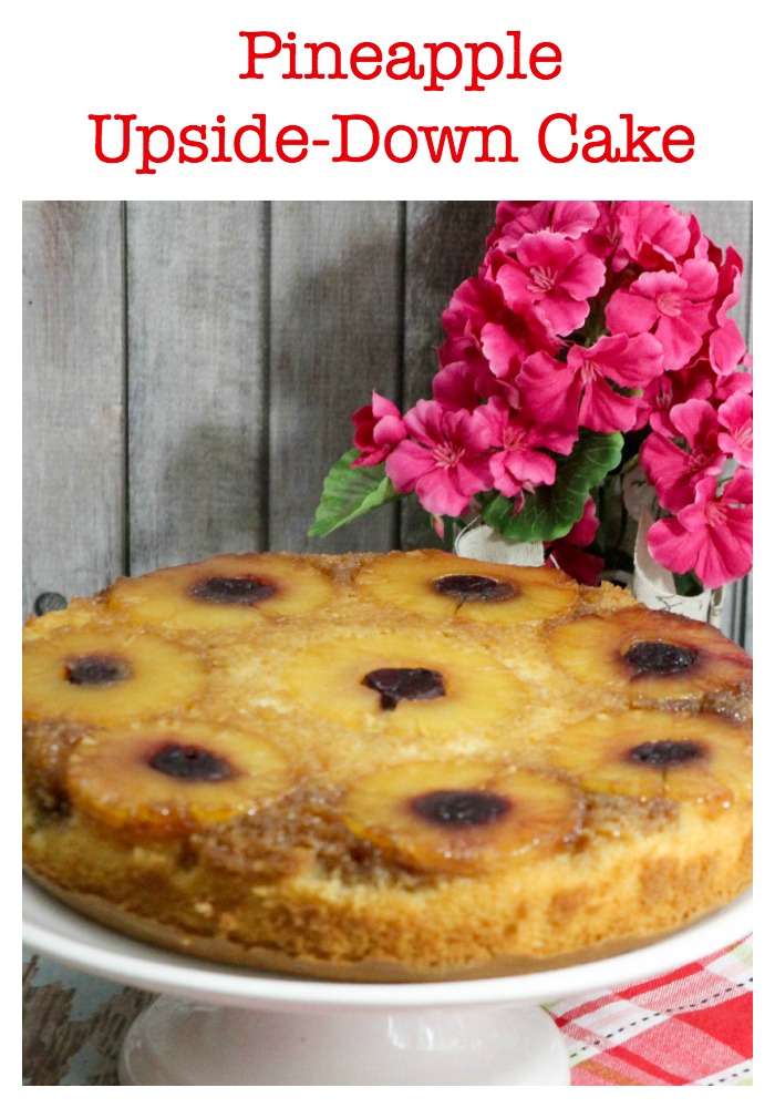 This beautiful pineapple upside-down cake recipe is the perfect party food for when it's your turn to bring dessert! You can also make little cupcakes too!