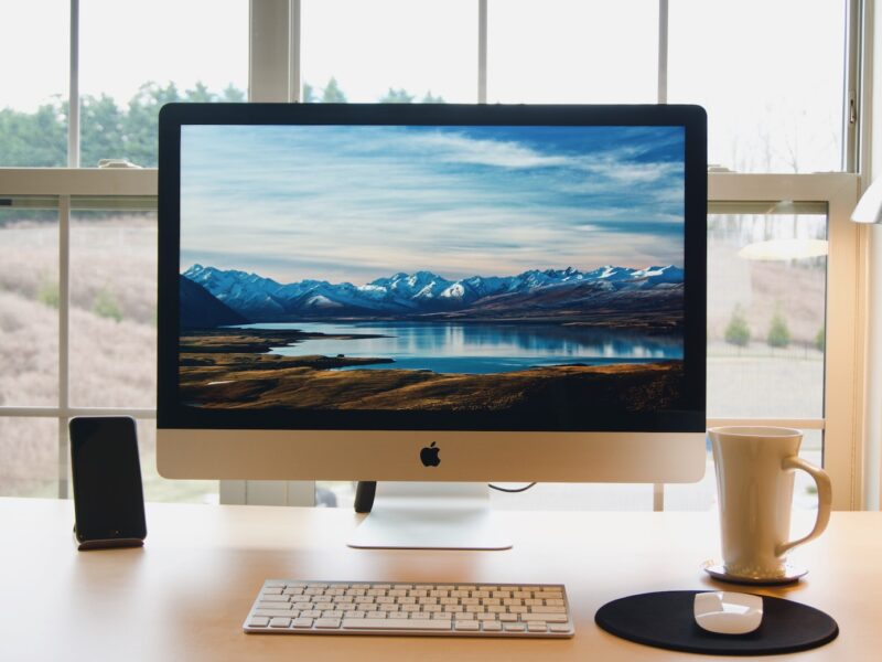 silver iMac ad wireless keyboard