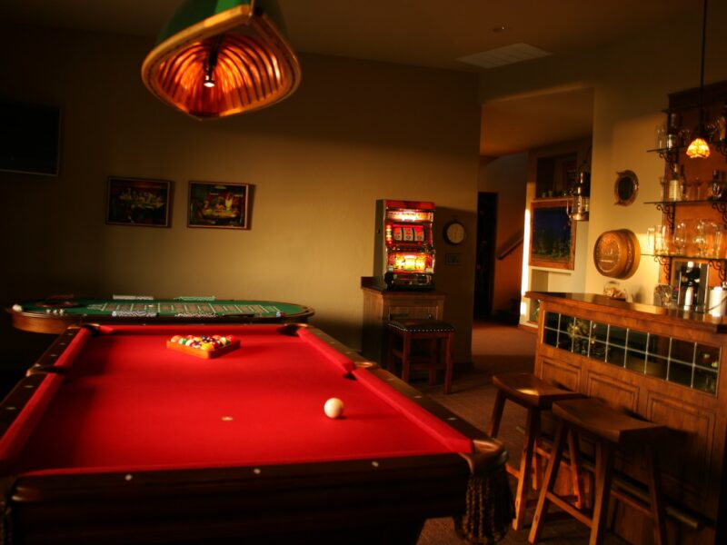 billiard table with billiard balls and billiard balls