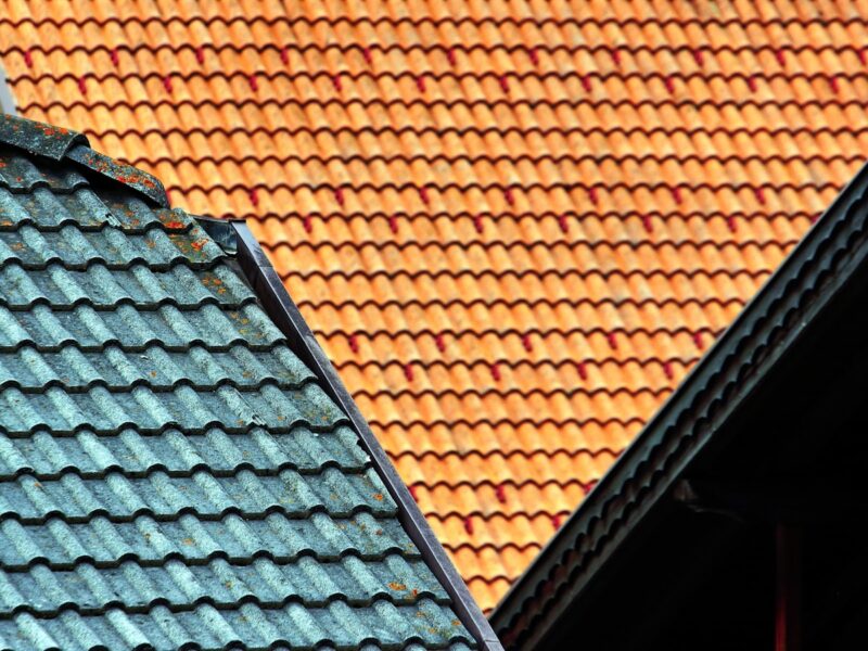 brown and green house roof